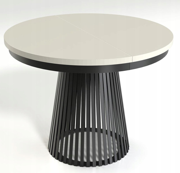 Rozkładany Stół LAMELLA 100-140-180 cm Kaszmir Okrągły Metalowa Podstawa 722859