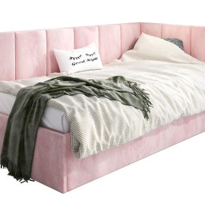 Różowa młodzieżowa sofa welurowa 120×200 – Joeno 353871 Różowa młodzieżowa sofa welurowa 120×200 – Joeno 353871