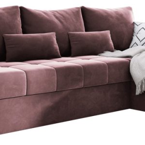 Różowa sofa narożna do salonu MIO welur 465848 Różowa sofa narożna do salonu MIO welur 465848