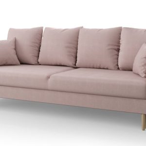 Różowa welurowa sofa rozkładana – Xyro 385162 Różowa welurowa sofa rozkładana – Xyro 385162
