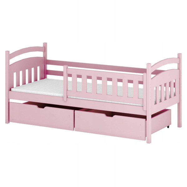 Różowe łóżko z dwoma szufladami do pokoju dziewczynki TERRY 80x160 z drewna 878892
