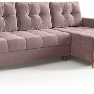 Różowy narożnik z funkcją spania i pojemnikiem LIZBONA 748262 Różowy narożnik z funkcją spania i pojemnikiem LIZBONA 748262