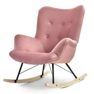 Różowy Welurowy Fotel Bujak Lauren Do Salonu 536307 Różowy Welurowy Fotel Bujak Lauren Do Salonu 536307