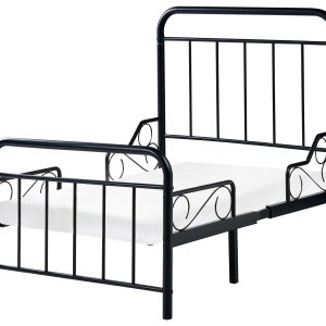 Rozsuwane łóżko dziecięce ze stelażęm 90 x 130/160/200 cm czarne 865798 Rozsuwane łóżko dziecięce ze stelażęm 90 x 130/160/200 cm czarne 865798