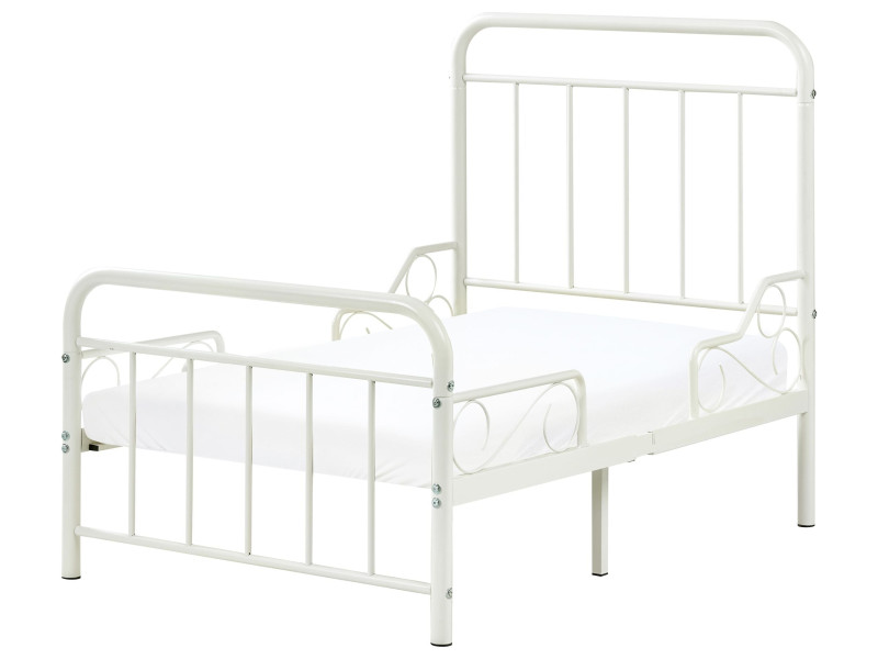 Rozsuwane łóżko dziecięce ze stelażęm 90 x 130/160/200 cm złamana biel 865791