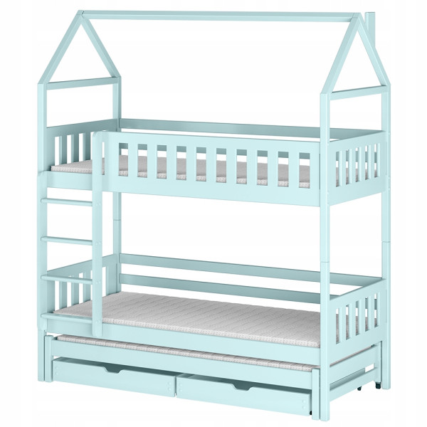 Rozsuwane łóżko piętrowe w kształcie domku IGA 80x200 niebieskie 871671