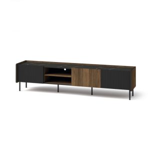 RTV 200cm trzydrzwiowa ryflowana PRESTIGO Czarna / Orzech 351475 RTV 200cm trzydrzwiowa ryflowana PRESTIGO Czarna / Orzech 351475