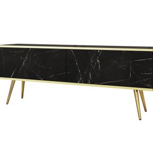 RTV ORO na złotych nogach ORO 135cm Czarny Marmur 351027 RTV ORO na złotych nogach ORO 135cm Czarny Marmur 351027