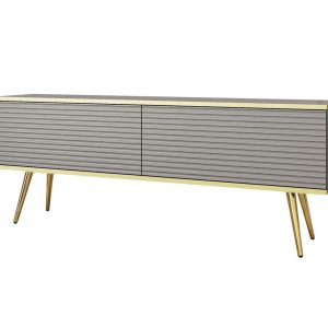 RTV ORO na złotych nogach ryflowana ORO 135cm Szara 351030 RTV ORO na złotych nogach ryflowana ORO 135cm Szara 351030