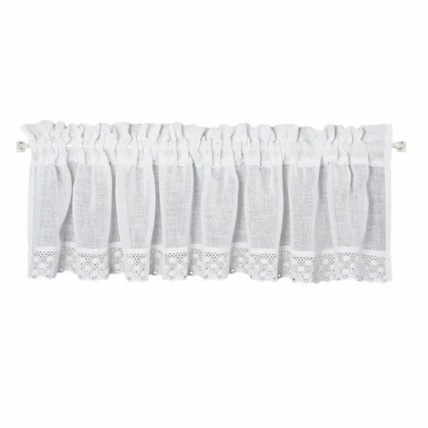 Rustykalna firana LISA 30x150 cm z koronką biała 722698