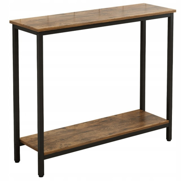 Rustykalna konsola 100 cm szafka loft metalowy stelaż brązowy blat regał 910484