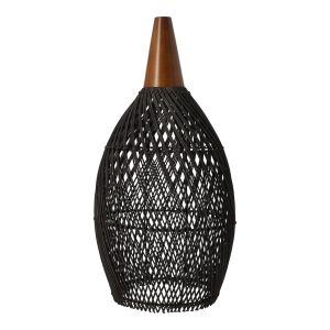 Rustykalna rattanowa lampa wisząca – 25cm czarna 342550 Rustykalna rattanowa lampa wisząca – 25cm czarna 342550
