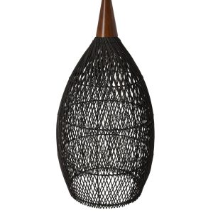 Rustykalna rattanowa lampa wisząca – 35 cm (czarna) 342542 Rustykalna rattanowa lampa wisząca – 35 cm (czarna) 342542