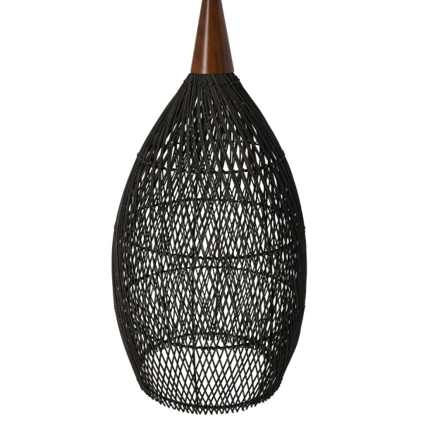 Rustykalna rattanowa lampa wisząca - 35 cm (czarna) 342542