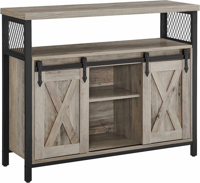Rustykalna Szaro-Czarna Komoda 100 cm z Drzwiami Przesuwnymi 763370