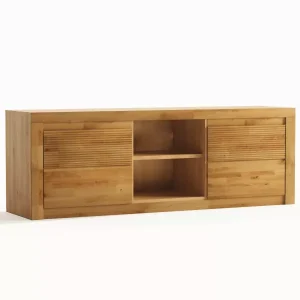 Ryflowana dębowa szafka RTV 140 cm Bruno 41 125769 Ryflowana dębowa szafka RTV 140 cm Bruno 41 125769