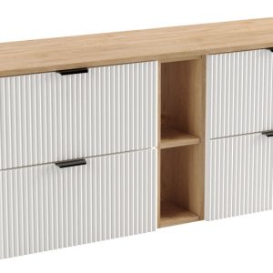Ryflowana szafka łazienkowa z szufladami biały – Avreon 310410 Ryflowana szafka łazienkowa z szufladami biały – Avreon 310410