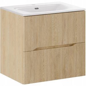 Ryflowana szafka NORDIC CREMONA DĄB 60 cm z białą umywalką 646453 Ryflowana szafka NORDIC CREMONA DĄB 60 cm z białą umywalką 646453