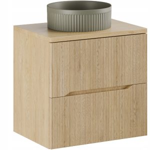 Ryflowana szafka NORDIC CREMONA DĄB z blatem 60 cm i umywalką zielony mat 646448 Ryflowana szafka NORDIC CREMONA DĄB z blatem 60 cm i umywalką zielony mat 646448