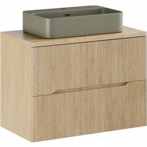 Ryflowana szafka NORDIC CREMONA DĄB z blatem 80 cm i umywalką zielony mat 646449 Ryflowana szafka NORDIC CREMONA DĄB z blatem 80 cm i umywalką zielony mat 646449
