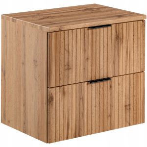 Ryflowana szafka po umywalkę 60 cm z blatem ADEL OAK 82-60 dąb wotan 299450 Ryflowana szafka po umywalkę 60 cm z blatem ADEL OAK 82-60 dąb wotan 299450