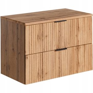 Ryflowana szafka po umywalkę 80 cm z blatem ADEL OAK 82-80 dąb wotan 299445 Ryflowana szafka po umywalkę 80 cm z blatem ADEL OAK 82-80 dąb wotan 299445