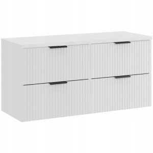 Ryflowana szafka pod umywalkę 120 cm ADEL WHITE z białym blatem 643698 Ryflowana szafka pod umywalkę 120 cm ADEL WHITE z białym blatem 643698