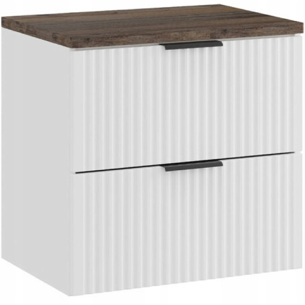 Ryflowana szafka pod umywalkę 60 cm ADEL WHITE z blatem SANTA FE VINTAGE 643700