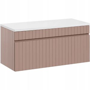 Ryflowana szafka pod umywalkę ICONIC ROSE z blatem 100 cm 335724