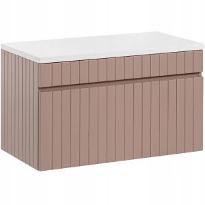 Ryflowana szafka pod umywalkę ICONIC ROSE z blatem 80 cm 335715