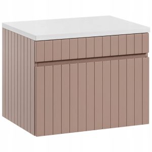 Ryflowana szafka pod umywalkę z blatem 60 cm ICONIC ROSE 126418