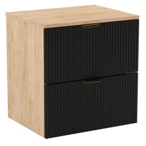 Ryflowana szafka pod umywalkę z blatem czarny orzech – Orlo 305290