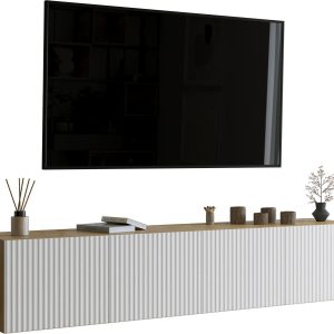 Ryflowana szafka RTV 200 cm LORI dąb artisan 992489