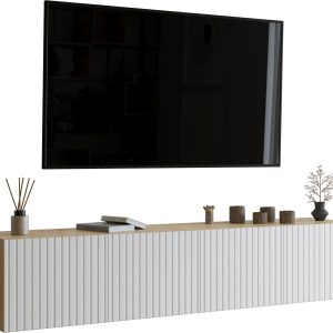 Ryflowana szafka RTV 200 cm LORI dąb artisan 992486
