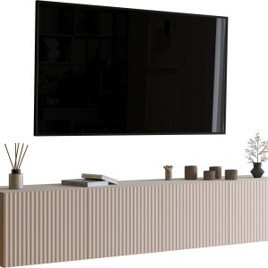 Ryflowana szafka RTV 200 cm LORI kaszmir 992495