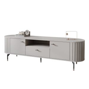 Ryflowana szafka RTV SENTO 180 cm z szufladą – kaszmir 712405