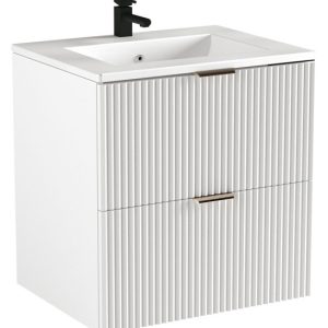 Ryflowana szafka wisząca z umywalką – Elska 310396