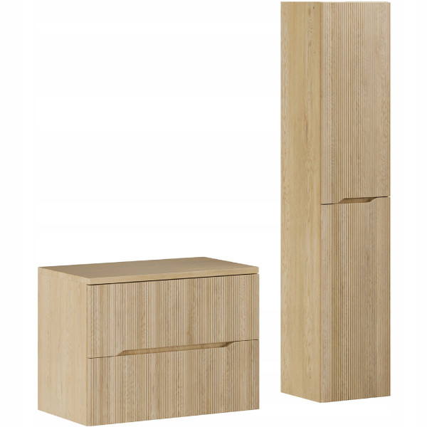 Ryflowane meble NORDIC CREMONA DĄB szafka z blatem 80 cm i słupek 627778