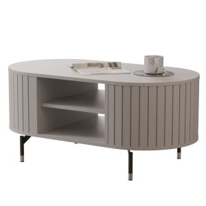 Ryflowany stolik kawowy SENTO z półkami na nóżkach – kaszmir 712885 Ryflowany stolik kawowy SENTO z półkami na nóżkach – kaszmir 712885
