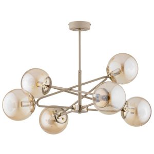 Sagito lampa wisząca 6xE14 beżowa/złoto amber 983742 Sagito lampa wisząca 6xE14 beżowa/złoto amber 983742
