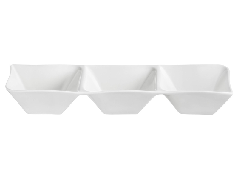 Salaterka potrójna Fala porcelanowa 570 ml biała 38508
