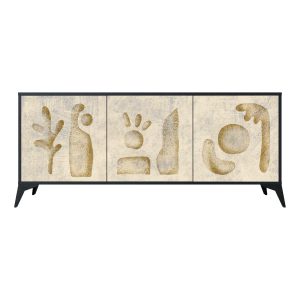 SAND SCULPTURES Komoda 3 drzwi Czarna-Metalowa gwiazdka czarna 442558 SAND SCULPTURES Komoda 3 drzwi Czarna-Metalowa gwiazdka czarna 442558
