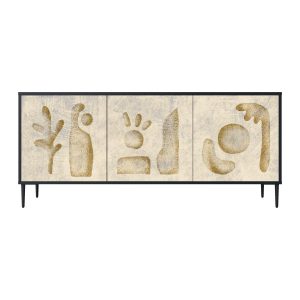 SAND SCULPTURES Komoda 3 drzwi Czarna-Metalowa szpilka czarna 442457 SAND SCULPTURES Komoda 3 drzwi Czarna-Metalowa szpilka czarna 442457