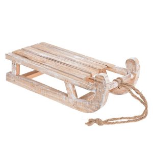 Sanki dekoracyjne drewniane bielone 30 cm brązowe 990905 Sanki dekoracyjne drewniane bielone 30 cm brązowe 990905
