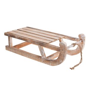 Sanki dekoracyjne drewniane bielone 51 cm brązowe 990908 Sanki dekoracyjne drewniane bielone 51 cm brązowe 990908