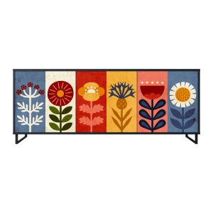 SCANDIC FLOWERET Komoda 3 drzwi Czarna-Metalowa ramka czarna 442158 SCANDIC FLOWERET Komoda 3 drzwi Czarna-Metalowa ramka czarna 442158