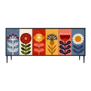 SCANDIC FLOWERET Komoda 3 drzwi Czarna-Metalowa szpilka czarna 442591 SCANDIC FLOWERET Komoda 3 drzwi Czarna-Metalowa szpilka czarna 442591