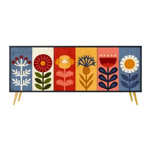 SCANDIC FLOWERET Komoda 3 drzwi Czarna-Metalowa szpilka złota 442445 SCANDIC FLOWERET Komoda 3 drzwi Czarna-Metalowa szpilka złota 442445