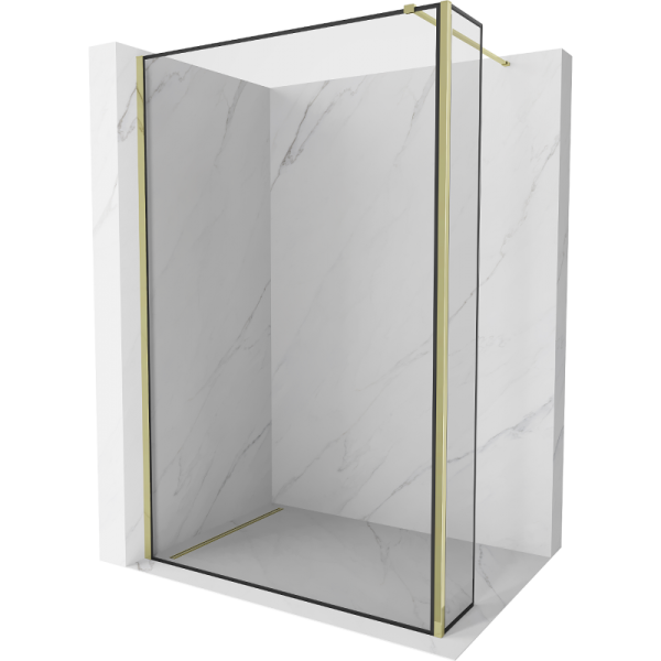 Ścianka prysznicowa Walk-in Mexen Kioto 130 x 30 cm, czarny wzór, złota 503627