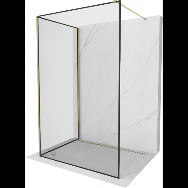 Ścianka prysznicowa Walk-in Mexen Kioto 130 x 70 cm, czarny wzór, złota 498143